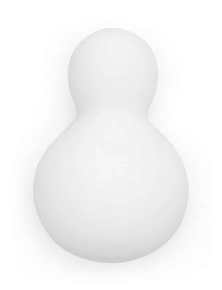 Biały masażer Iroha Yuki w kształcie bałwanka złożonego z dwóch kul: mniejszej i większej.